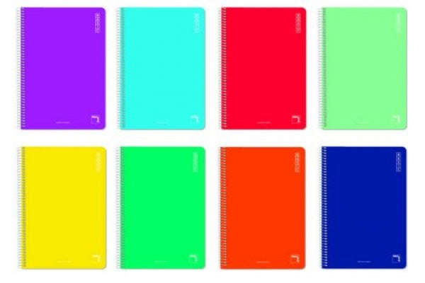 Paq/10 cuaderno espiral 4º 80h 60g. 1 horizontal c/m tapa carton pacsa
