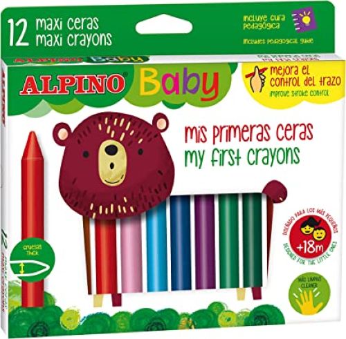 Estuche 12 ceras de colores alpino baby