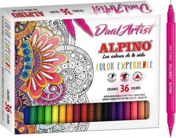 Estuche 36 rotuladores doble punta dual artist colores surtidos