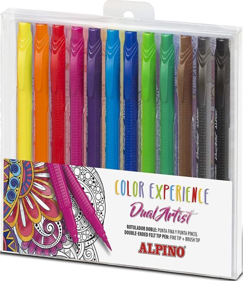 Estuche 12 rotuladores doble punta dual artist colores surtidos