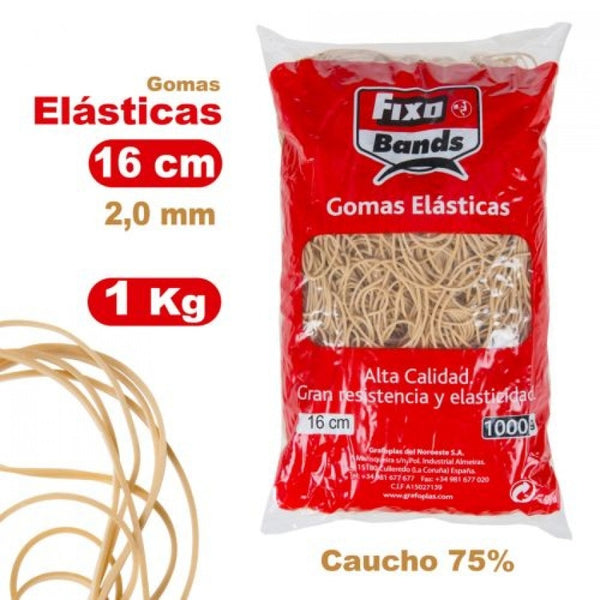 Bolsa 1000g gomas elásticas nº16 fixo 2mm x 16cm