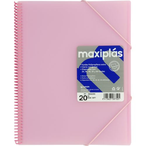 CARPETAS A4 30 FUNDAS A4 ESPIRAL MAXIPLAS ROSA SOFT