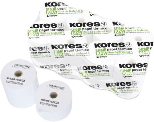 PACK 10 ROLLO PAPEL TERMICO SIN BISFENOL 57X40X12MM KORES