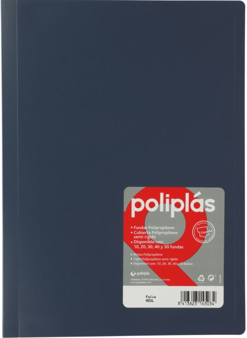 CARPETA Fº 40 FUNDAS SOLDADAS OPACAS AZUL POLIPLAS
