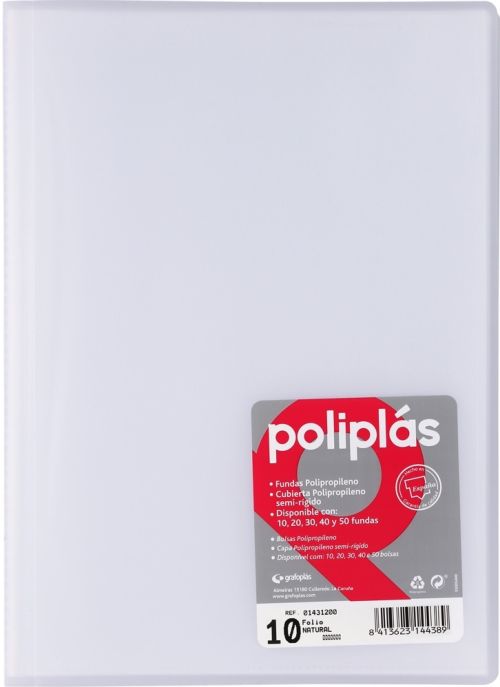 CARPETA Fº 20 FUNDAS SOLDADAS TRANSLUCIDAS NATURAL POLIPLAS