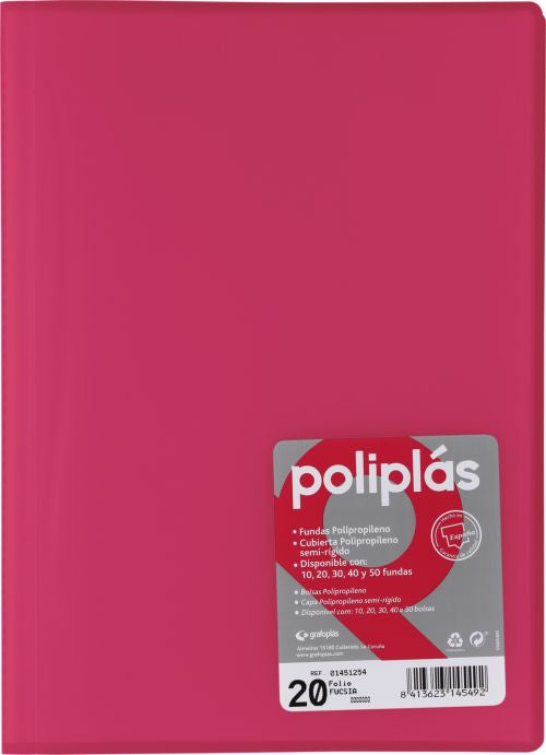 CARPETA Fº 50 FUNDAS SOLDADAS TRANSLUCIDAS FUCSIA