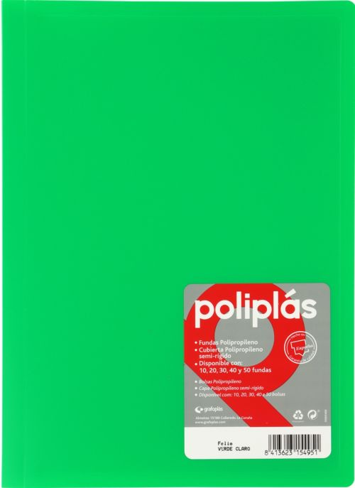CARPETA Fº 10 FUNDAS SOLDADAS OPACAS VERDE CLARO POLIPLAS
