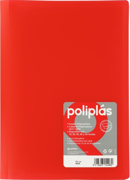 CARPETA Fº 20 FUNDAS SOLDADAS OPACAS ROJO POLIPLAS