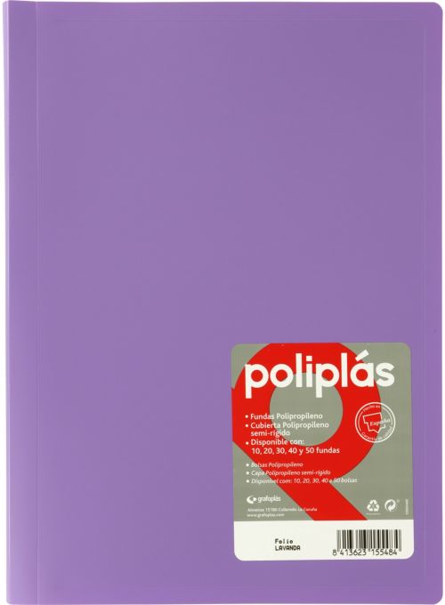 CARPETA Fº 50 FUNDAS SOLDADAS OPACAS LAVANDA POLIPLAS