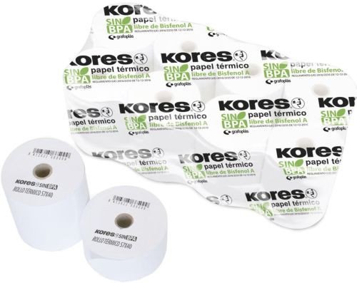 PACK 8 ROLLO PAPEL TERMICO SIN BISFENOL 57X48X12MM KORES