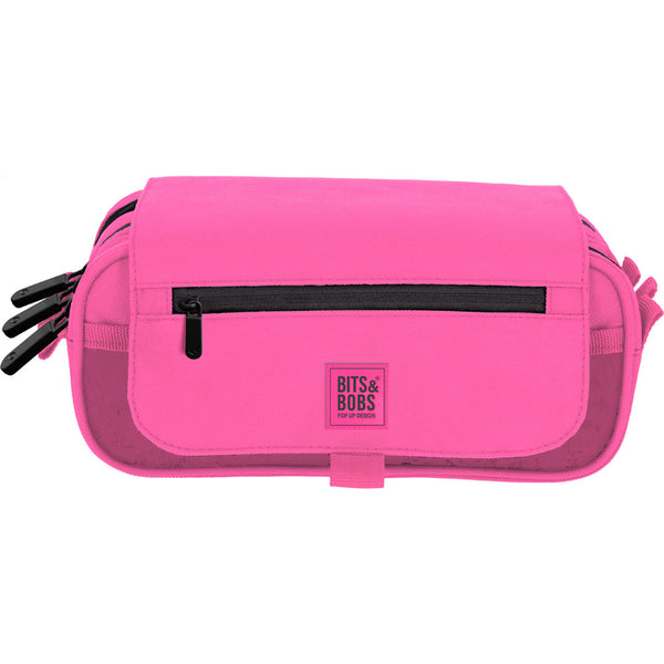 PORTATODO TRIPLE CON SOLAPA B&.B FLUOR P ROSA 22,5x12x14cm