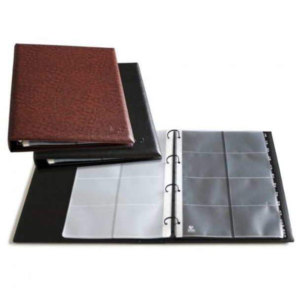 TARJETERO 4 ANILLAS MARRON A4 EXECUTIVE 320 TARJETAS 100X70