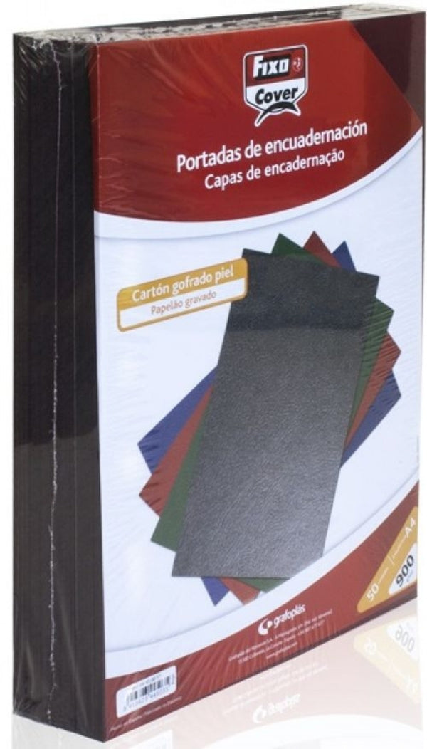Pack 50 tapa encuadernación a4 gofrada 900 micras color negro