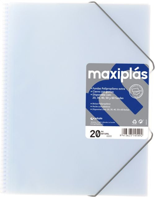 Carpetas a4 20 fundas a4 espiral maxiplas transparente