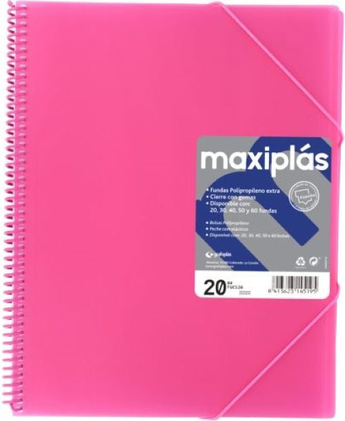 CARPETAS A4 40 FUNDAS A4 ESPIRAL MAXIPLAS FUCSIA