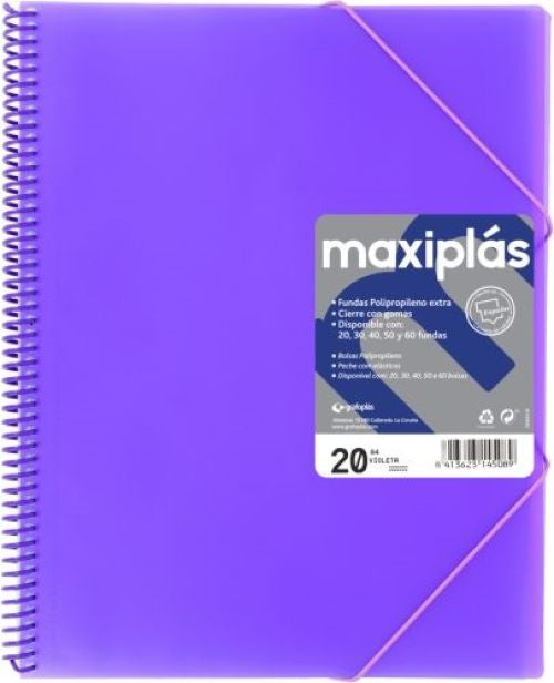 CARPETAS A4 50 FUNDAS A4 ESPIRAL MAXIPLAS VIOLETA