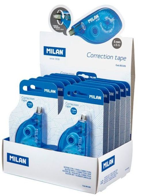 EXP 12 CINTA CORRECTORA MILAN 5MMX8M DIESTROS/ZURDOS