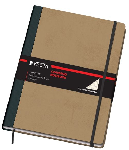 Cuaderno cartone a4 80g 96h cuad.5x5 cierre con goma