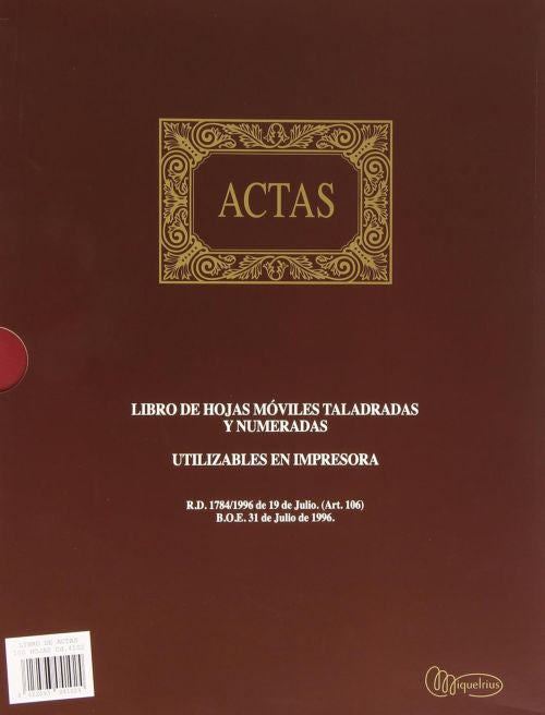 Libro actas hojas móviles A4 100 hojas
