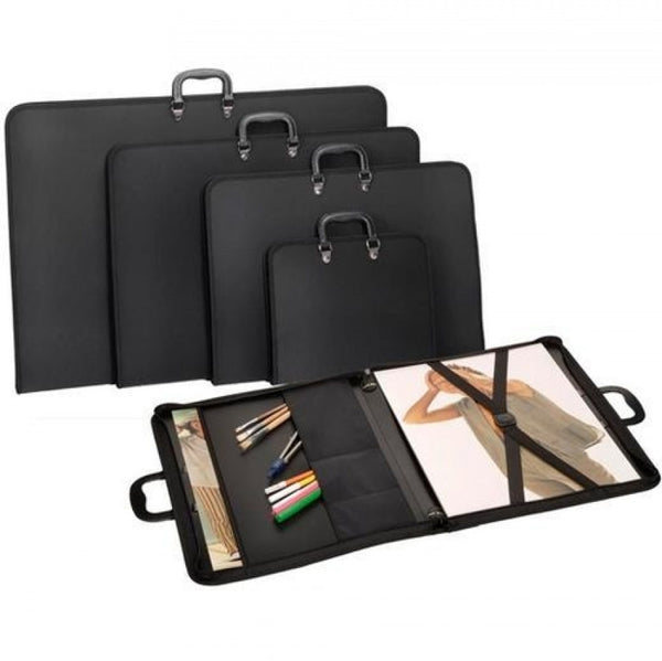 Carpeta dibujo a3 con asas y bandolera negro pp