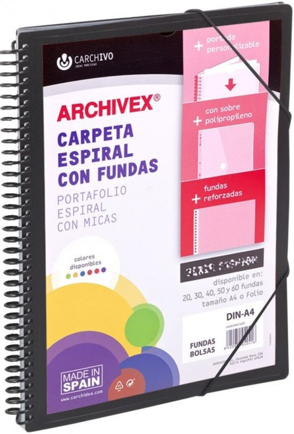CARPETA 20 FUNDAS CANGURO A4 ARCHIVEX STAR NEGRO