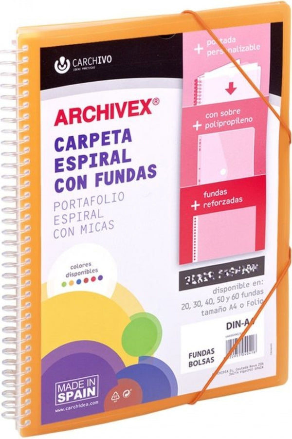 CARPETA 30 FUNDAS CANGURO A4 ARCHIVEX STAR NARANJA