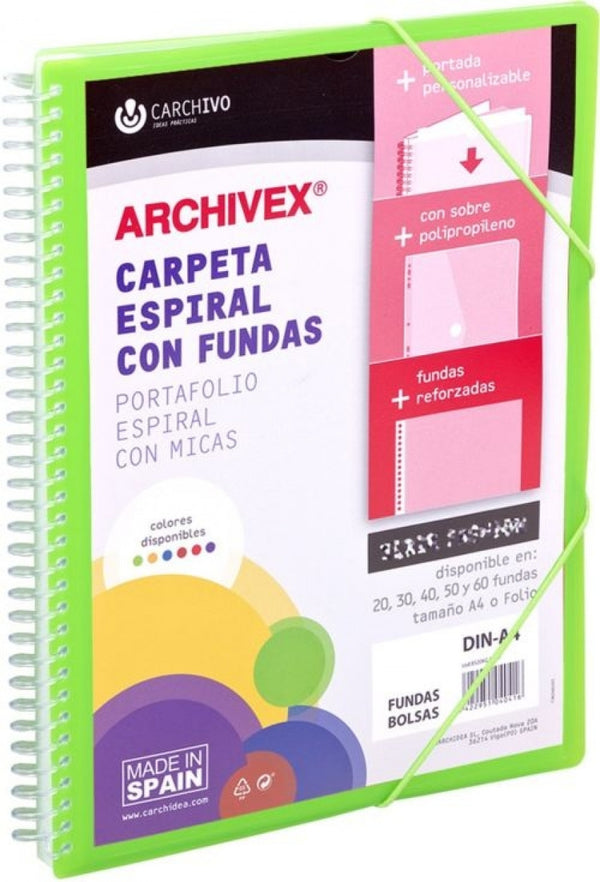 CARPETA 60 FUNDAS CANGURO A4 ARCHIVEX STAR VERDE CLARO