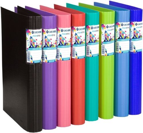 C/8 carpeta a4 4 anillas 40mm foam style colores surtidos