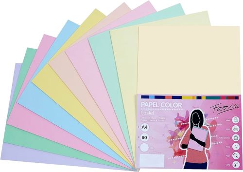 PAQUETE A4 500H 80G 5 COLORES PASTEL SURTIDOS FABRISA