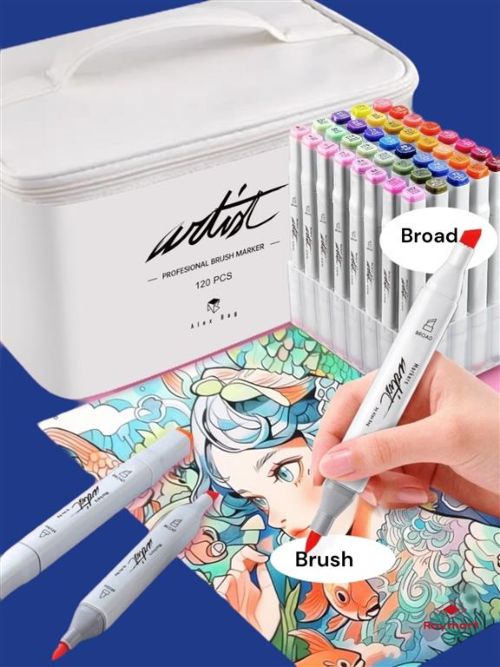 Estuche 120 rotuladores professional brush doble punta colores surtidos