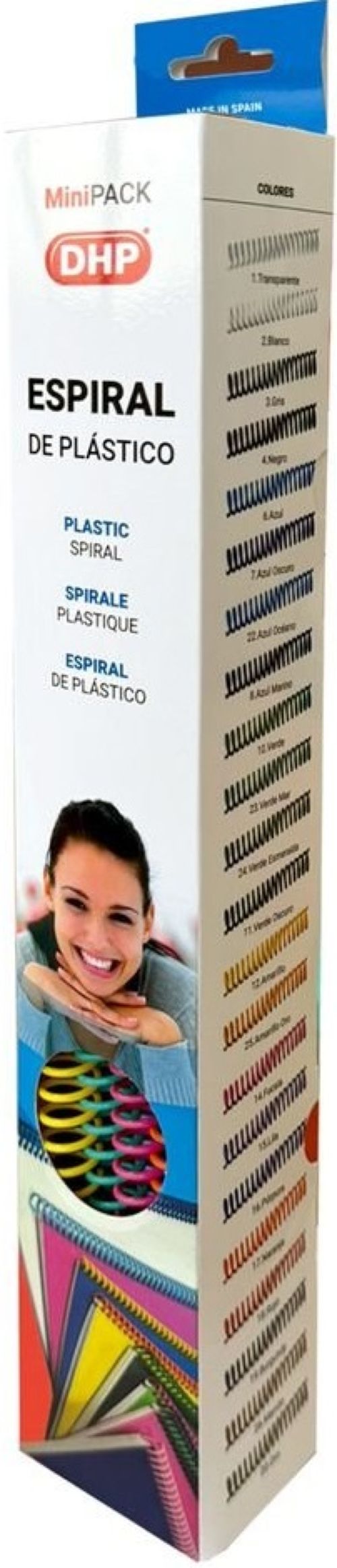 C/25 ESPIRAL PLASTICA COLORES SURTIDOS 12MM PASO 5:1