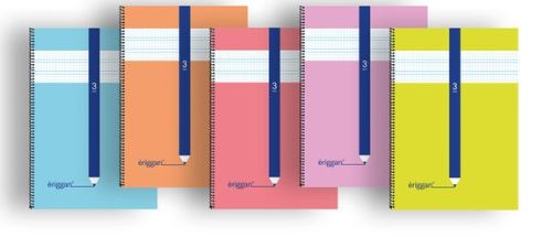 Paq/5 cuaderno espiral fº 80h 90g 3mm cuadrovia tapa polipropíleno colores surtidos eriggan