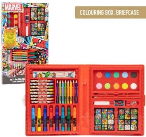 SET PAPELERIA COLOREABLE CAJA MARVEL 26.7X45.3X3CM